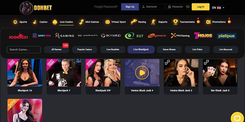 Donbet homepage